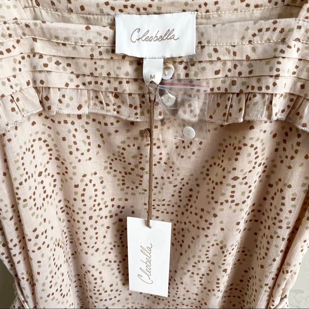 NWT Cleobella Zane Beige Tie Shoulder Midi Dress Medium - Picture 6 of 8